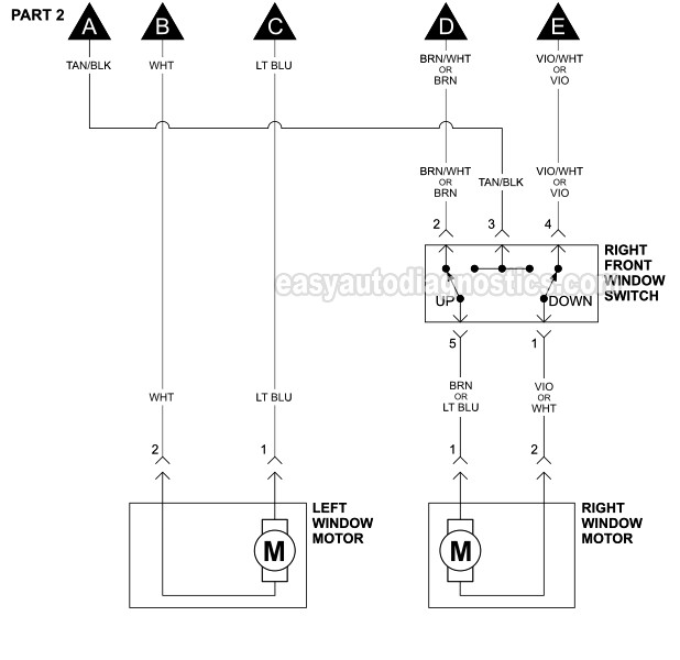 Part 2 -Power Window Circuit Diagram (1991, 1992, 1993, 1994, 1995, 1996 3.9L Dodge Dakota)