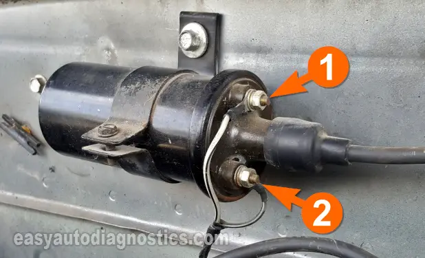 Making Sure The Ignition Coil Is Getting 12 Volts. How To Test The Ignition System (1990, 1991 5.2L V8 Dodge Dakota)