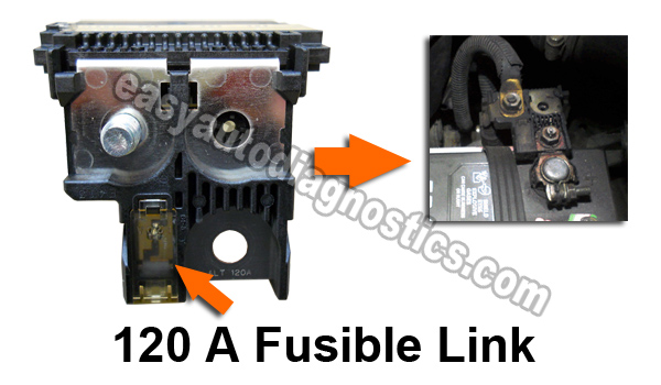 Checking The 120 Amp Fusible Link On the Battery Cable/Terminal Fusible Link Holder (2.5L Nissan Altima, Sentra)