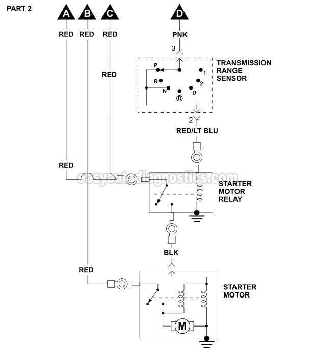 Part 2 -1992, 1993 2.3L Ford Ranger Starter Motor Circuit Wiring Diagram With Automatic Transmission