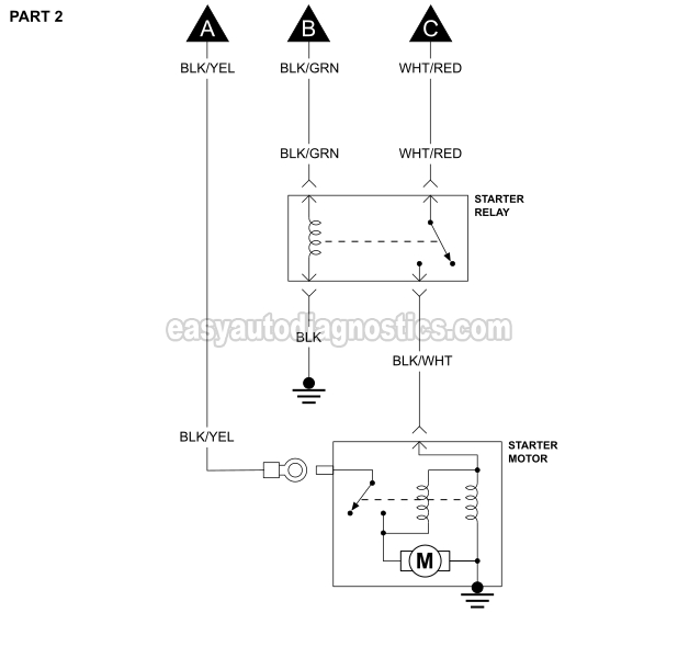 Part 2 -1994, 1995, 1996, 1997 2.2L Honda Accord (DX, EX, LX) Starter Motor Circuit Wiring Diagram With Manual Transmission