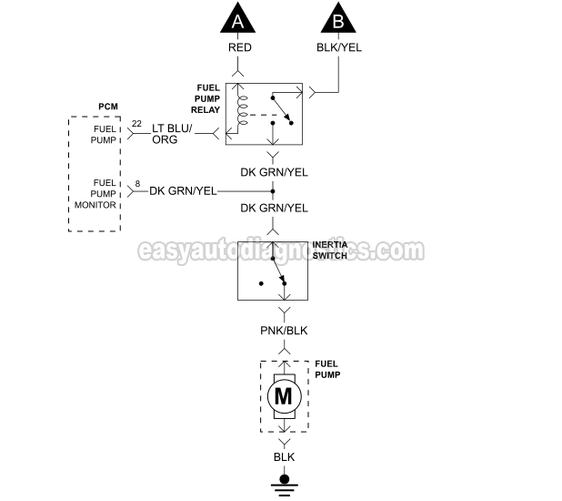 Part 2 -Fuel Pump Circuit Diagram 1993, 1994 3.0L Ford Ranger And 1994 Mazda B3000