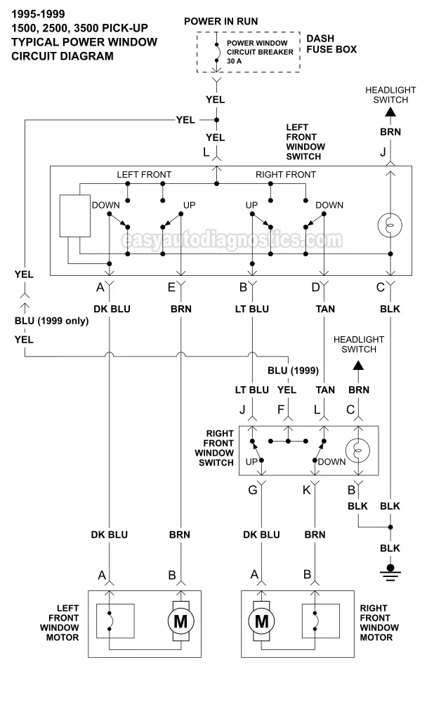 Power Window Circuit Diagram (19951999 Chevy/GMC Pick Up)