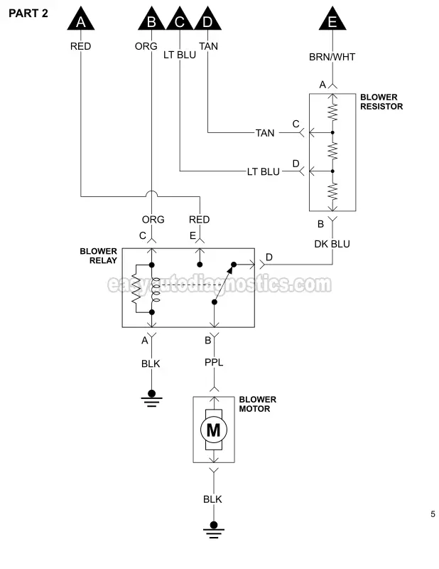 PART 2 -Blower Motor Circuit Diagram 1991, 1992, 1993 2.8L V6 Chevrolet S10 Pick Up And GMC S15 Pick Up.