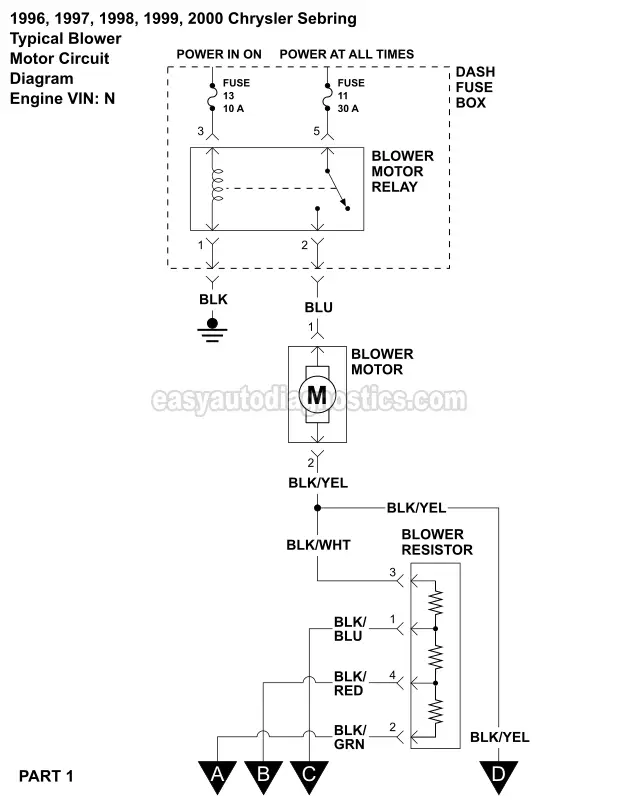Blower Motor Wiring Diagram (1996-2000 2.5L V6 Sebring And Avenger)