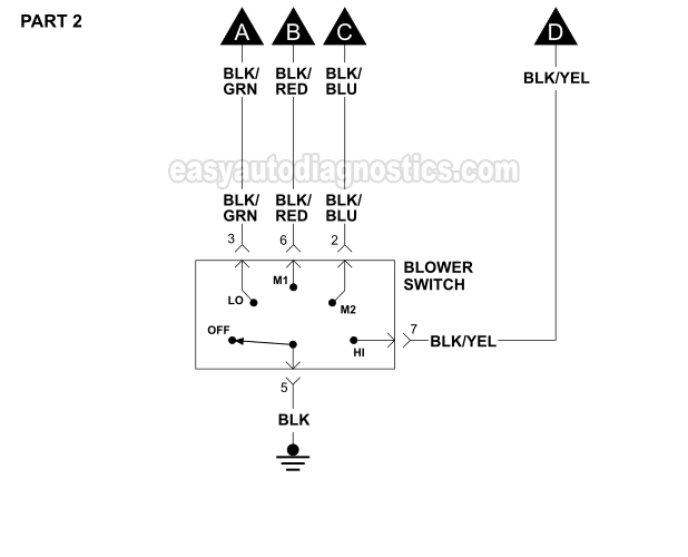 PART 2: Blower Motor, Blower Resistor, And Blower Switch Circuit Diagram (1996, 1997, 1998, 199, 2000 2.5L V6 Chrysler Sebring And Dodge Avenger)