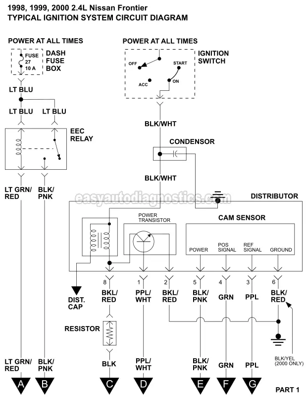 PART 1: Ignition System Wiring Diagram (1998, 1999, 2000 2.4L Nissan Frontier)