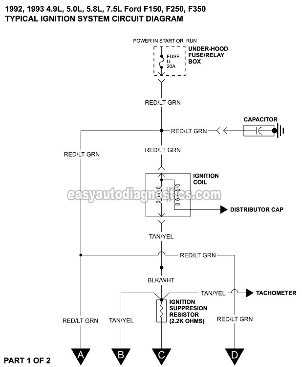 Ignition System Wiring Diagram (1992-1993 Ford F150, F250, F350)