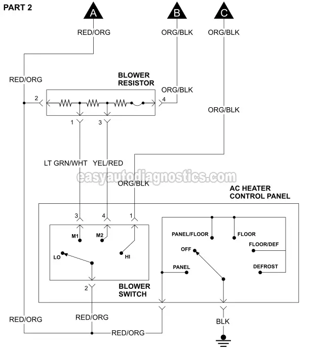 Part 2 -Blower Motor Circuit Diagram 1998, 1999, 2000 3.0L Ford Ranger
