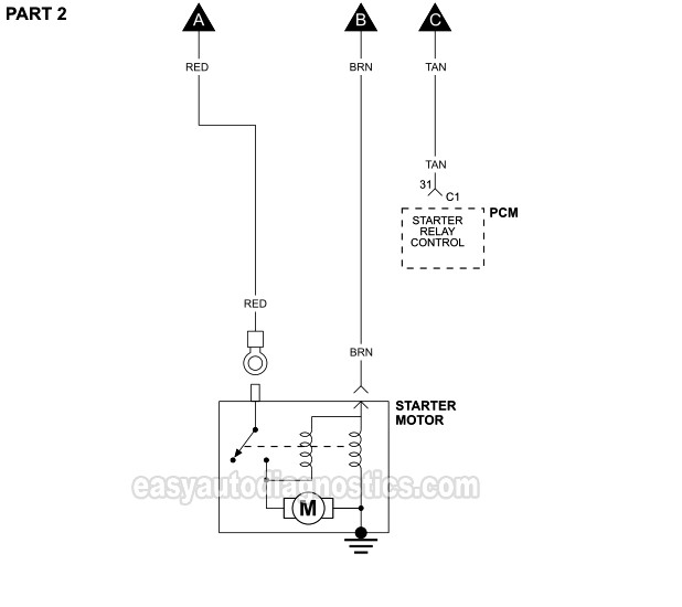 PART 2: Starter Motor Circuit Wiring Diagram -Manual Transmission (2002 2.4L DOHC Chrysler Sebring, Sebring Convertible, And Dodge Stratus)