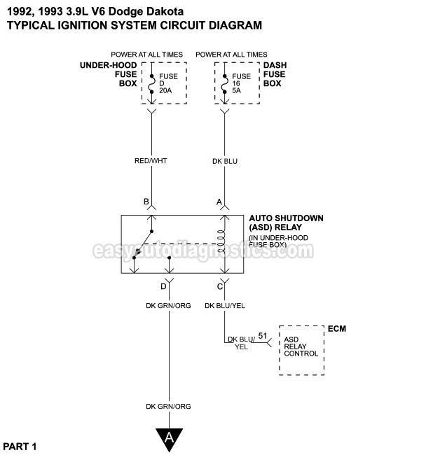Ignition System Circuit Diagram (1992-1992 3.9L Dodge Dakota)