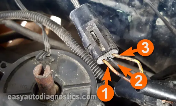 Making Sure The CMP Sensor Has Power. How To Test The Camshaft Position Sensor (1992, 1993, 1994, 1995, 1996, 1997 3.9L V6 Dodge Dakota)