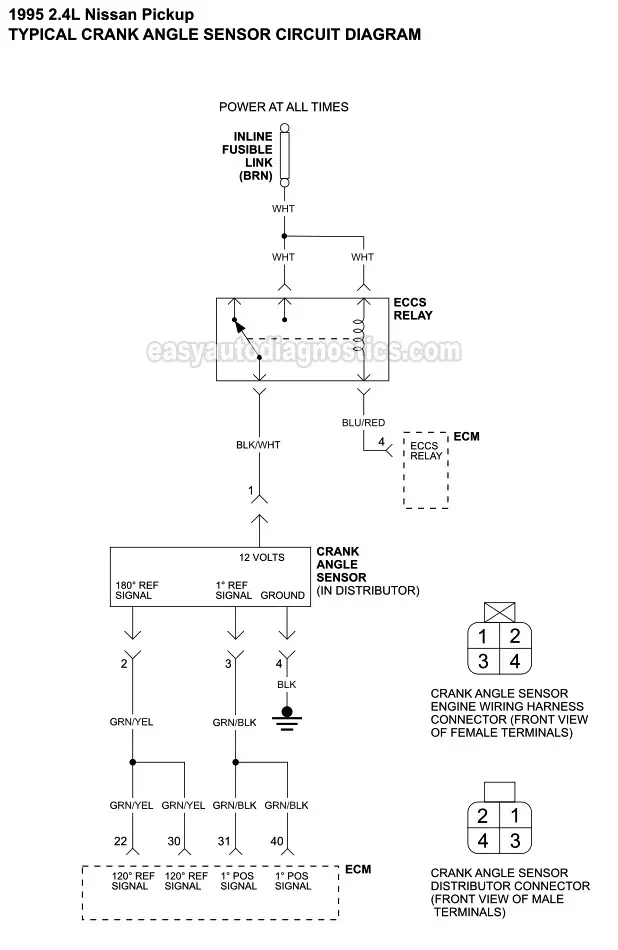 1995 2.4L Nissan Pickup Ignition System Wiring Diagram Part 1