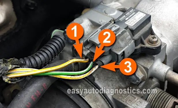 Making Sure The MAP Sensor Is Getting 5 Volts. How To Test The MAP Sensor 1994, 1995, 1996, 1997 2.2L Honda Accord, Odyssey, And Prelude)