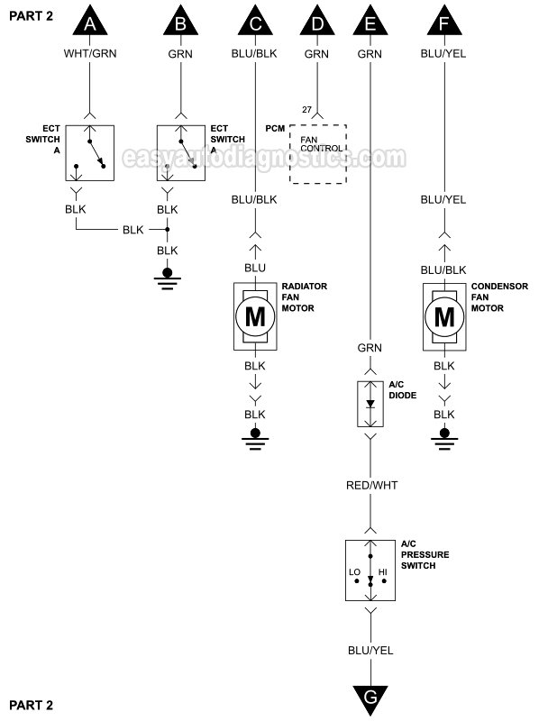 Radiator Fan Motor Wiring Diagram (1995-1996 2.7L Honda Accord)