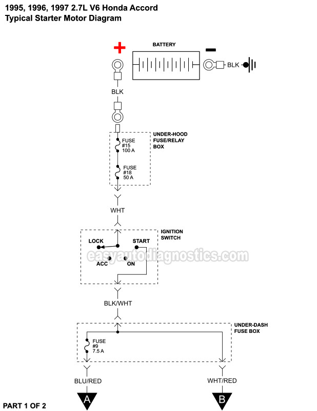 Starter Motor Circuit Diagram (1995-1997 2.7L Honda Accord)