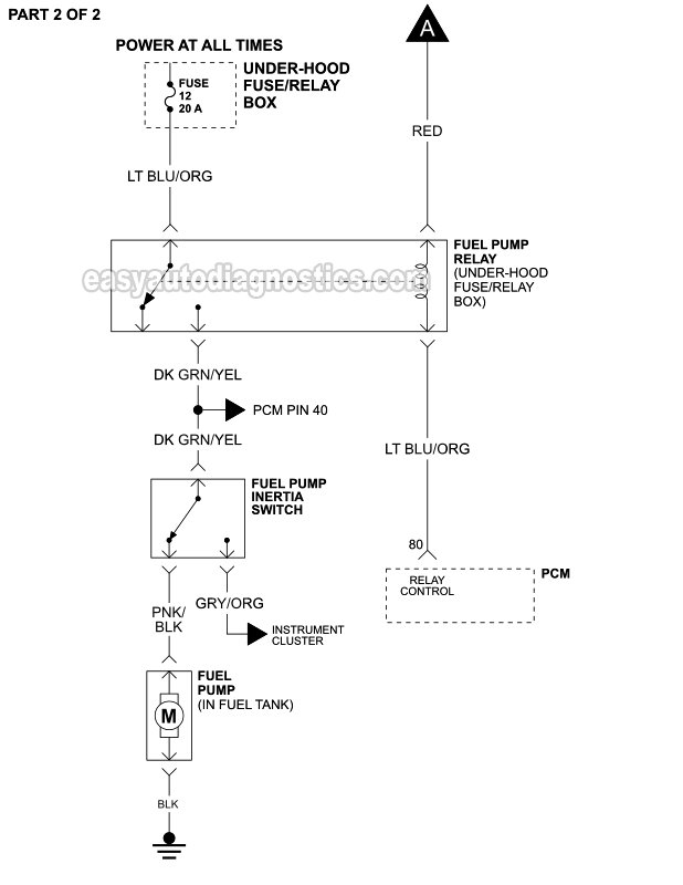 Fuel Pump Circuit Wiring Diagram PART 2 of 2 -1995 4.0L Ford Ranger