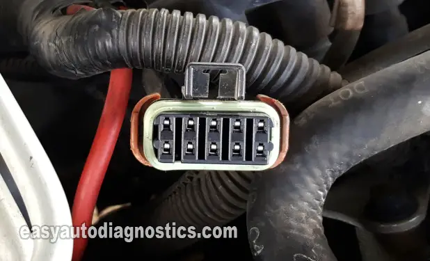 Location Of The Fuel Injector Harness Connector. How To Test The Fuel Injectors (1995, 1996, 1997, 1998, 1999 3.1L Chevrolet Lumina And Monte Carlo)