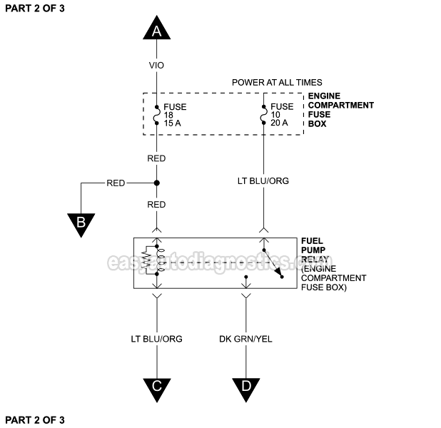 PART 2 of 3: Fuel Pump Circuit Wiring Diagram (1999 4.6L, 5.4L Ford F150 And F250 Light Duty)