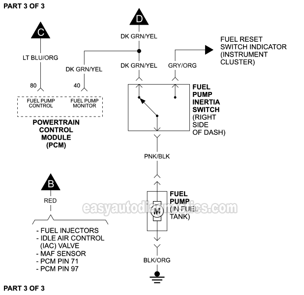 PART 3 of 3: Fuel Pump Circuit Wiring Diagram (1999 4.6L, 5.4L Ford F150 And F250 Light Duty)