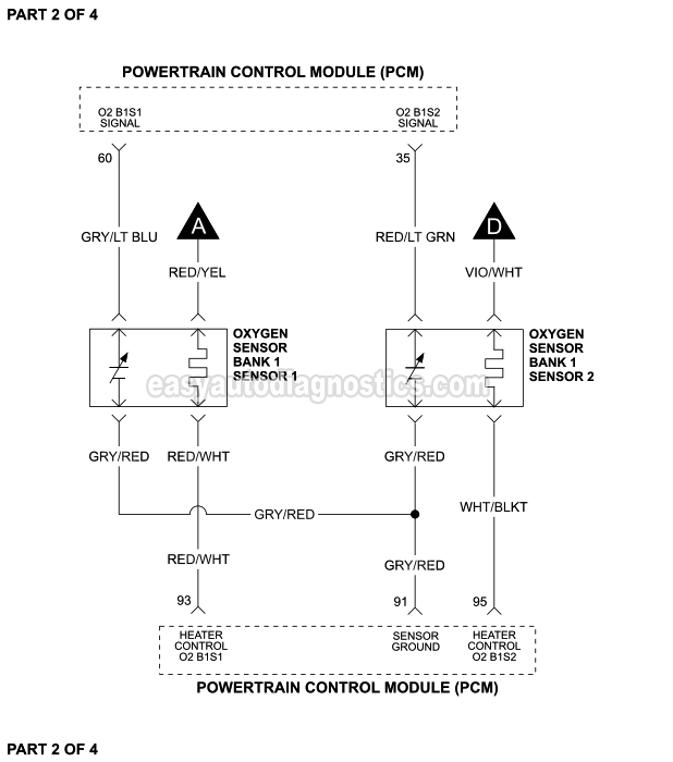 PART 2 of 4: Oxygen Sensors Wiring Diagram (1999 4.6L, 5.4L Ford F150 And F250 Light Duty)