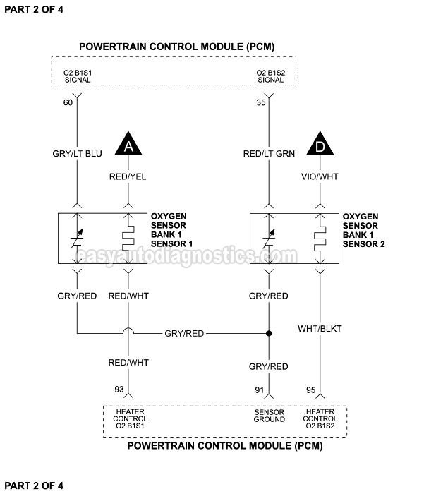 PART 2 of 4: Oxygen Sensors Circuit Wiring Diagram (1999 4.2L V6 Ford F150)