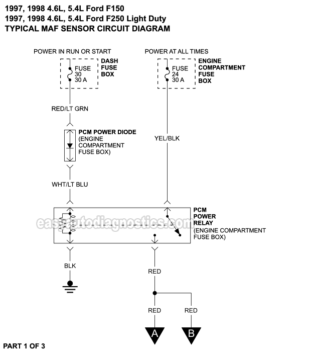 PART 1 of 3: MAF Sensor Wiring Diagram (1997, 1998 4.6L, 5.4L Ford F150 And F250 Light Duty)