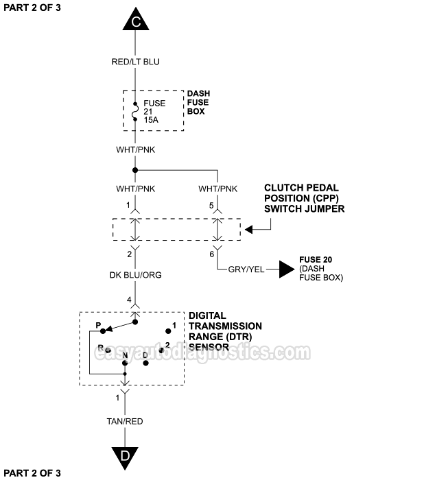 PART 2 of 3: Starter Motor Wiring Diagram With Automatic Transmission And Without Anti-Theft (1997, 1998 4.2L V6 Ford F150 And F250 Light Duty)