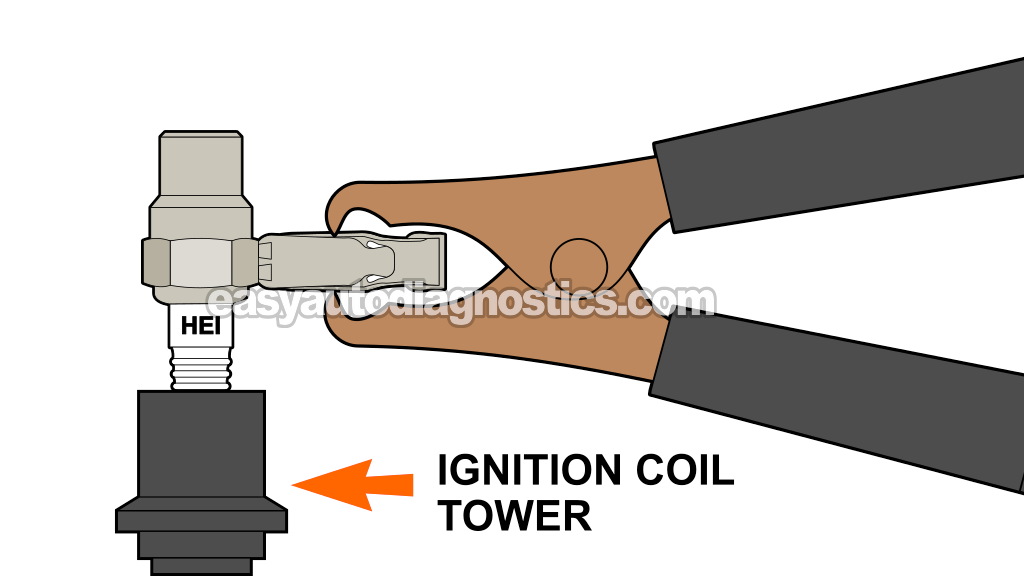 Making Sure Spark Is Coming Out Of The Coil Tower. How To Test The Ignition Coil Pack (1997, 1998, 1999, 2000 4.2L V6 Ford F150 And F250 Light Duty)