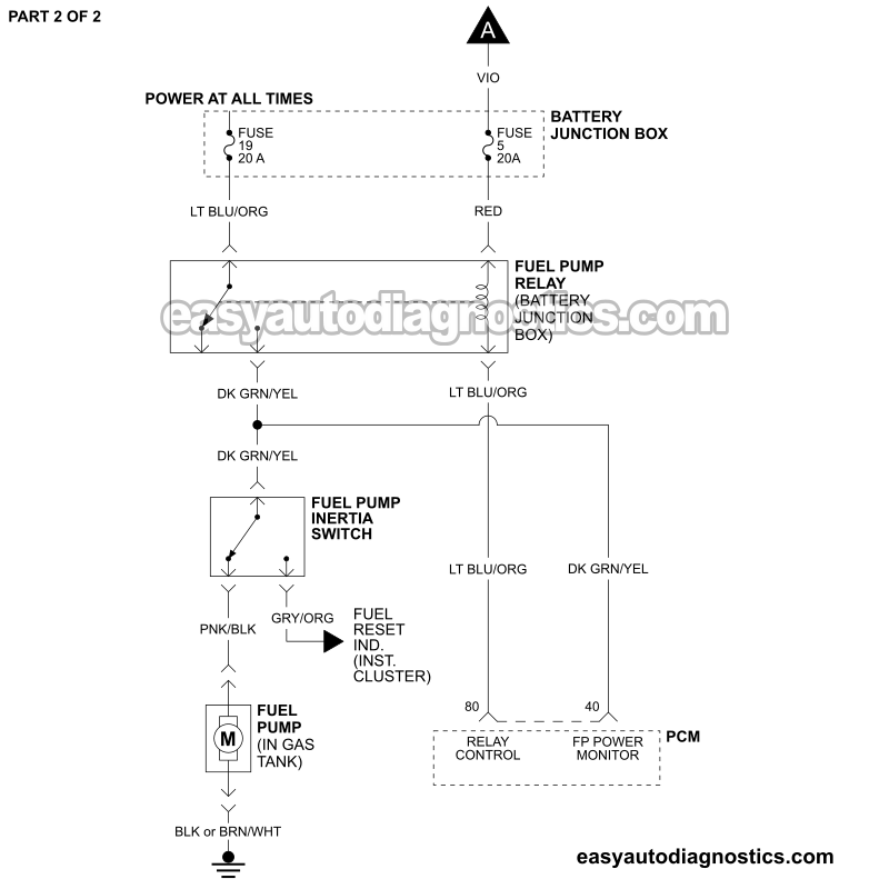 PART 2 OF 2: Fuel Pump Circuit Wiring Diagram (2000, 2001 5.4L V8 Ford F250 And F350 Pickup) PART 2 OF 2: Fuel Pump Circuit Wiring Diagram (2000, 2001 5.4L V8 Ford F250 And F350 Pickup)