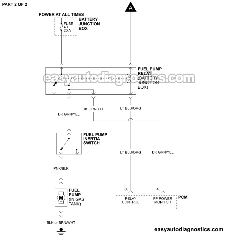 PART 2 OF 2: Fuel Pump Circuit Wiring Diagram (2002, 2003, 2004 5.4L V8 Ford F250 And F350 Pickup) PART 2 OF 2: Fuel Pump Circuit Wiring Diagram (2002, 2003, 2004 5.4L V8 Ford F250 And F350 Pickup)