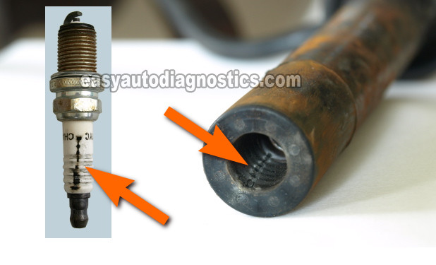 Carbon Tracks On The Spark Plug And Spark Plug Boot. 1999-2001 Coil Pack Diagnostic Tests (Chrysler 3.3L)