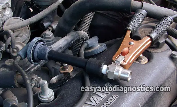 Making Sure The Spark Plug Wires Sparking. How To Test The Igniter And Ignition Coil, Honda 2.2L (Coil Outside of Distributor)