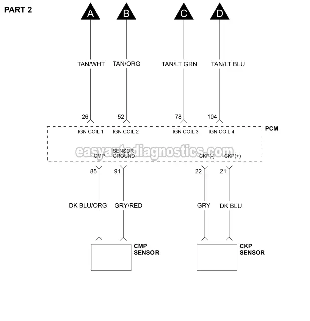 PART 2: Ignition System Circuit Diagram (1998, 1999, 2000, 2001 2.5L Ford Ranger And Mazda B2500)