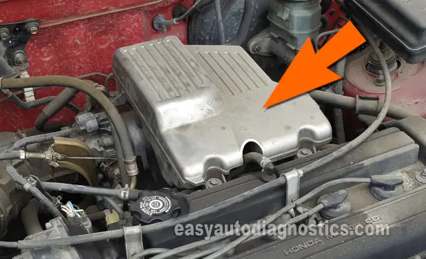 Location Of The Resonator Chamber Of The Intake Manifold. How To Troubleshoot Misfire Trouble Codes (1997, 1998, 1999, 2000, 2001 2.0L Honda CR-V)