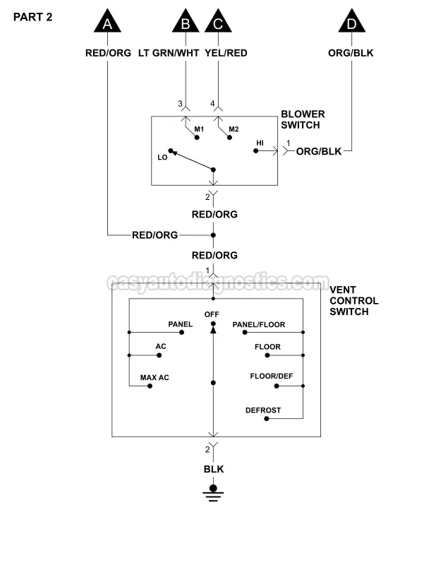 Part 2 -Blower Motor Circuit Diagram 1995, 1996, 1997 Ford Ranger