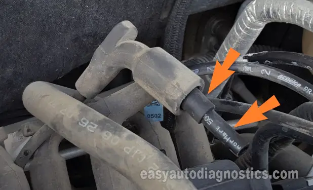 Insert The Vacuum Hoses Into The Spark Plug Cable First. How To Do A Cylinder Balance Test (2004, 2005, 2006, 2007, 2008 3.5L V6 Chevrolet Malibu)