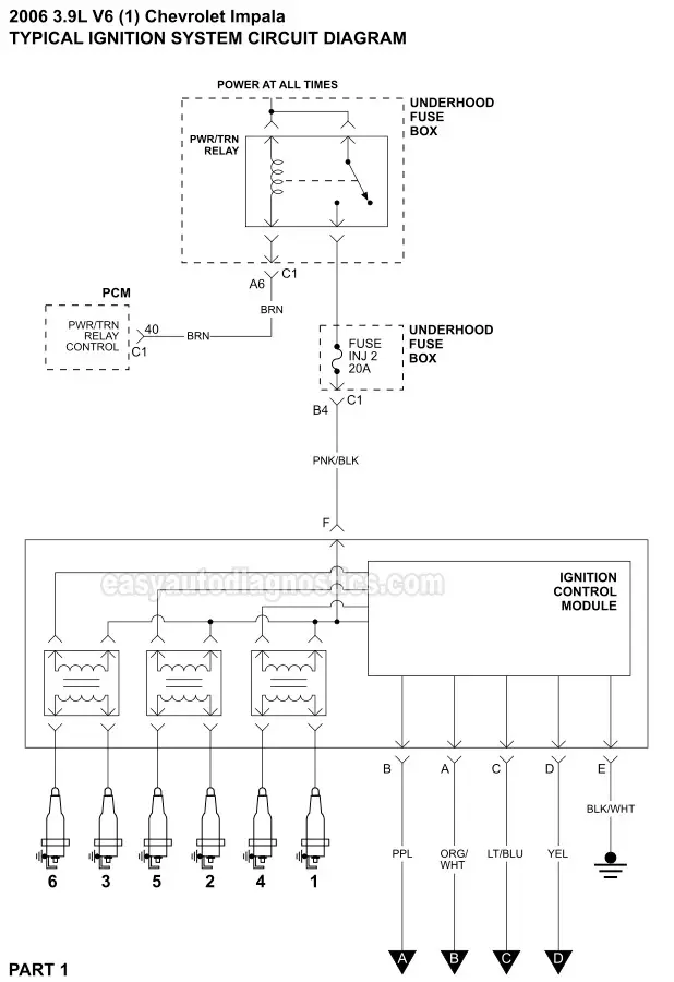 Part 1 -Ignition System Wiring Diagram (2006 3.9L V6 Chevrolet Impala)