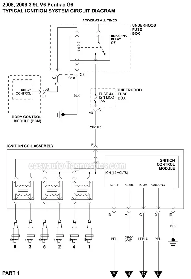 Part 1 -Ignition System Wiring Diagram (2008-2009 3.9L V6 Pontiac G6)