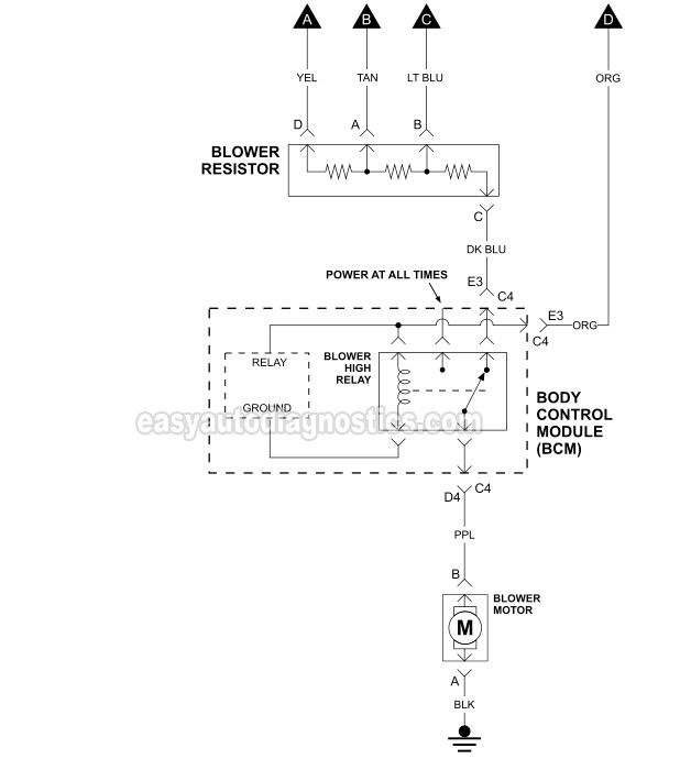 Blower Motor Circuit Wiring Diagram (20062007 3.9L Chevrolet Malibu)