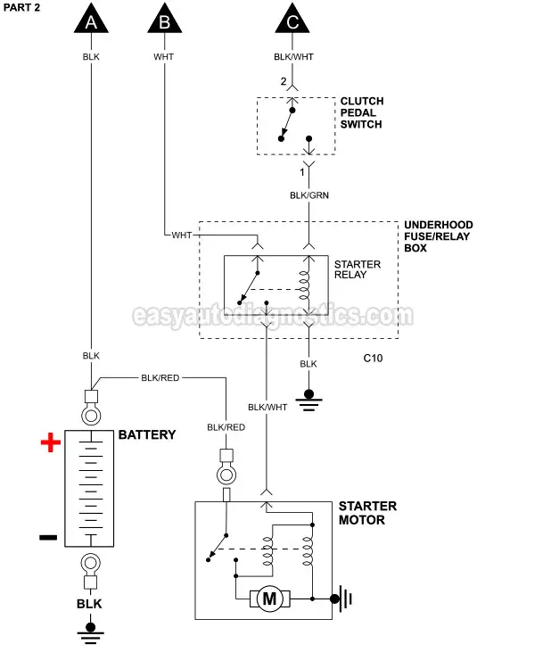PART 2: Starter Motor Circuit Wiring Diagram (1995, 1996, 1997 2.6L Isuzu Rodeo)