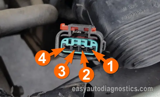 Making Sure Ground Is Present At Female Terminal #2. How To Test The Radiator Fan Motors (2001, 2002, 2003, 2004, 2005, 2006 2.4L DOHC Chrysler Sebring And Dodge Stratus)