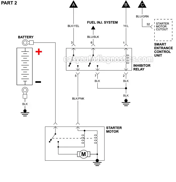 Part 2 -Starter Motor Circuit Diagram With Standard Transmission And With Anti-Theft (1996, 1997 3.0L Nissan Pathfinder)